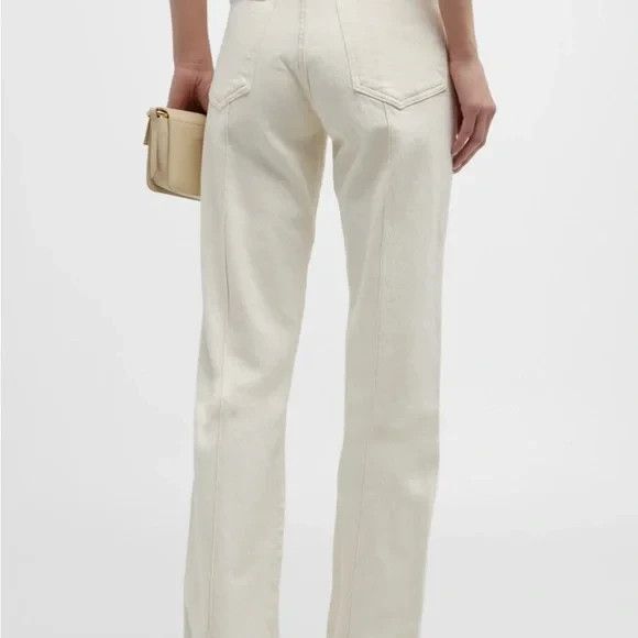 Veronica Beard Womens Dylan Pintuck High Rise Full Length Straight Jeans Ecru 26 - Picture 11 of 11